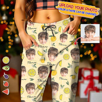 Custom Face Fruit Pajamas Set Color Pattern - Personalized Photo Christmas Pajamas