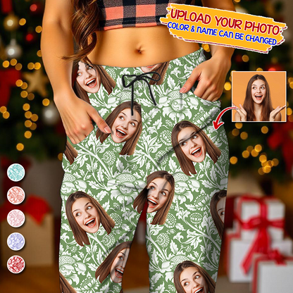 Print Pajama Set, Night Wear, Bridesmaid Pajama Set Photo Human And Pet Faces - Custom Face Pajamas Pattern - Personalized Photo Christmas Pajamas