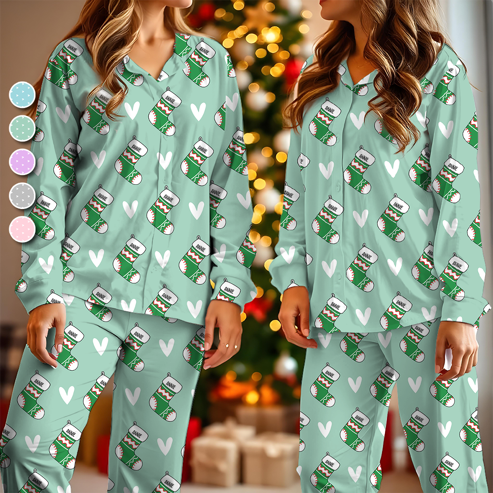 Christmas Stock With Names  - Custom Face Pajamas Pattern - Personalized Photo Christmas Pajamas