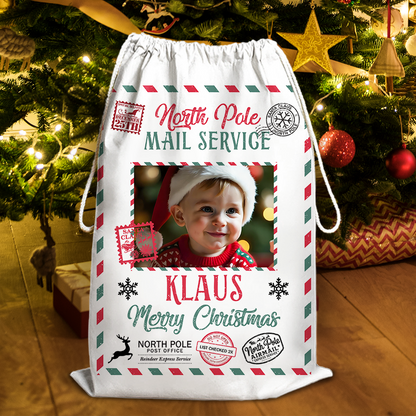 Mail Service Christmas Bag Custom Photo - Christmas Gift For Dog Lovers - Personalized Christmas Sack - Custom Christmas Bag