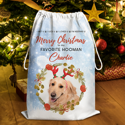 To My Favorite Human Custom Photo - Christmas Gift For Dog Lovers Cat Lovers - Personalized Christmas Sack - Custom Christmas Bag