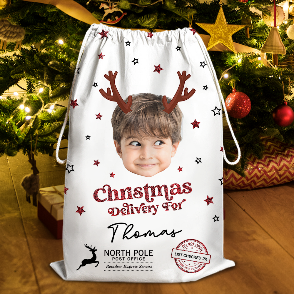 Christmas Wishes Bag Custom Photo - Christmas Gifts - Personalized Christmas Sack - Custom Christmas Bag