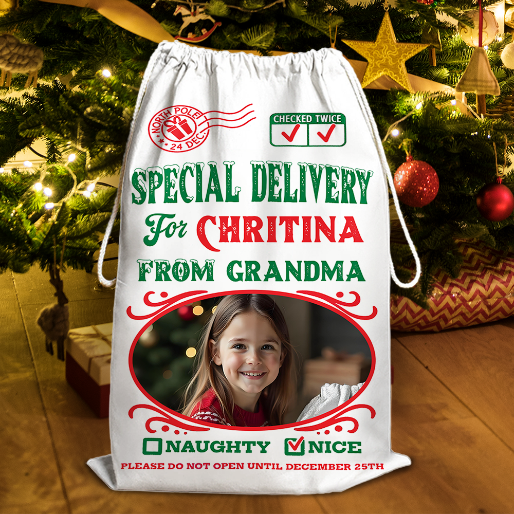 Special Delivery From Mom Christmas Bag - Christmas Gift - Personalized Christmas Sack - Custom Christmas Bag