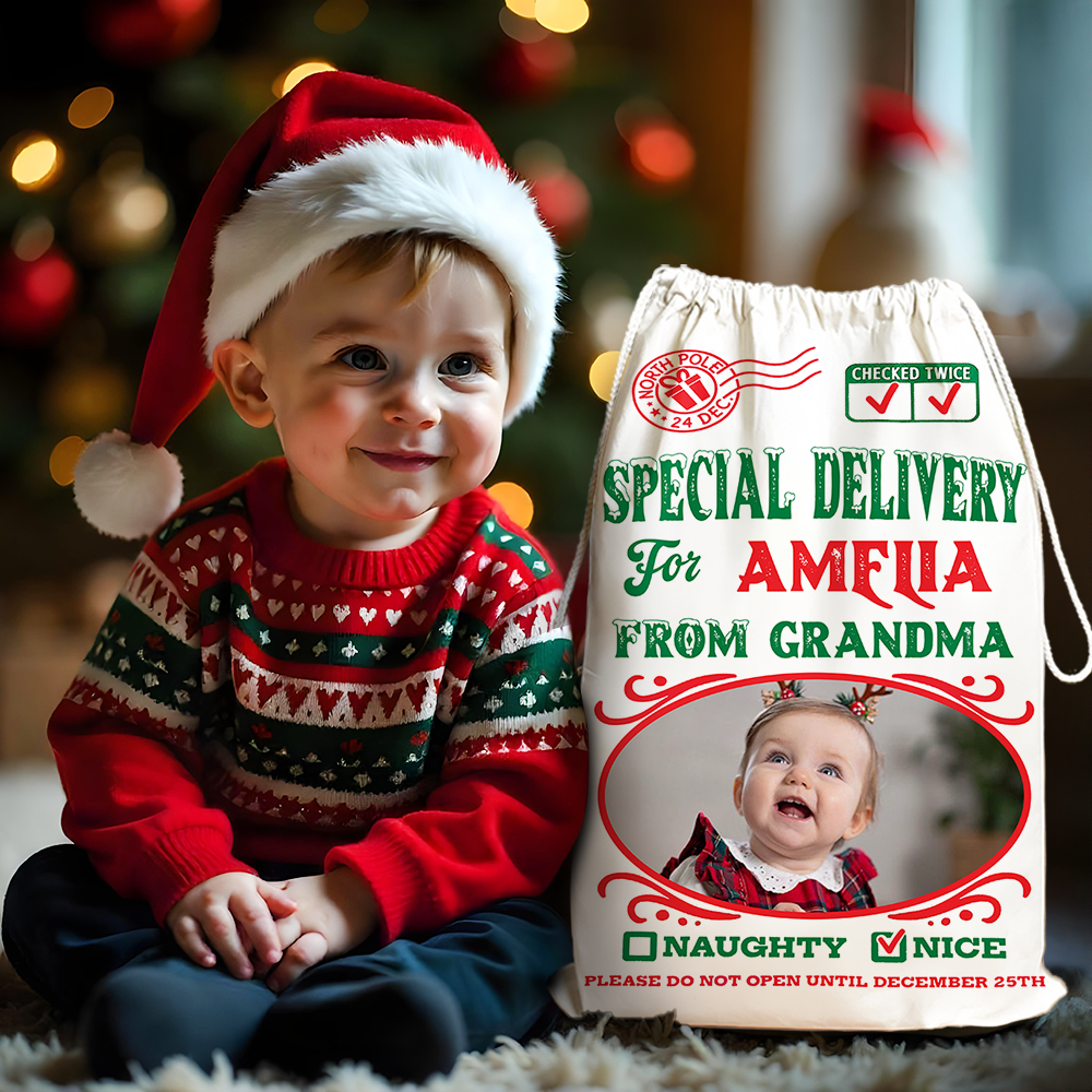 Special Delivery From Mom Christmas Bag - Christmas Gift - Personalized Christmas Sack - Custom Christmas Bag