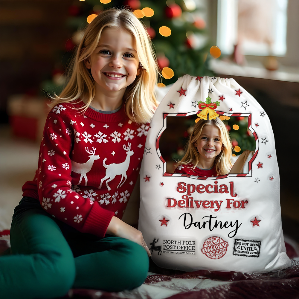 Christmas Wishes Star Bag 3D Style Custom Photo - Christmas Gifts - Personalized Christmas Sack - Custom Christmas Bag