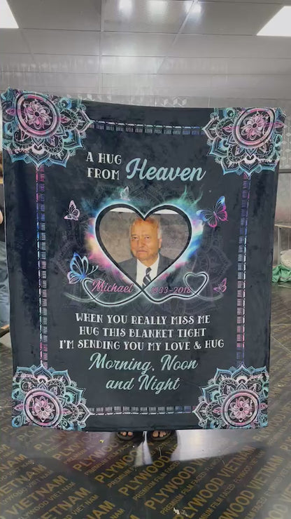 A hug From Heaven Pattern - Memorial Personalized Custom Blanket - Christmas Gift, Sympathy Gift